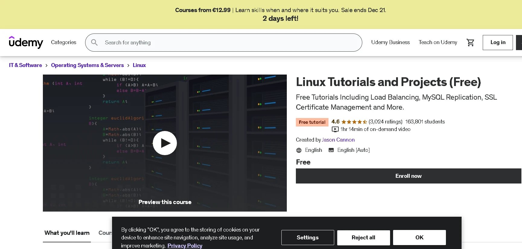 Free Ubuntu Course on Linux Tutorials and Projects by Udemy